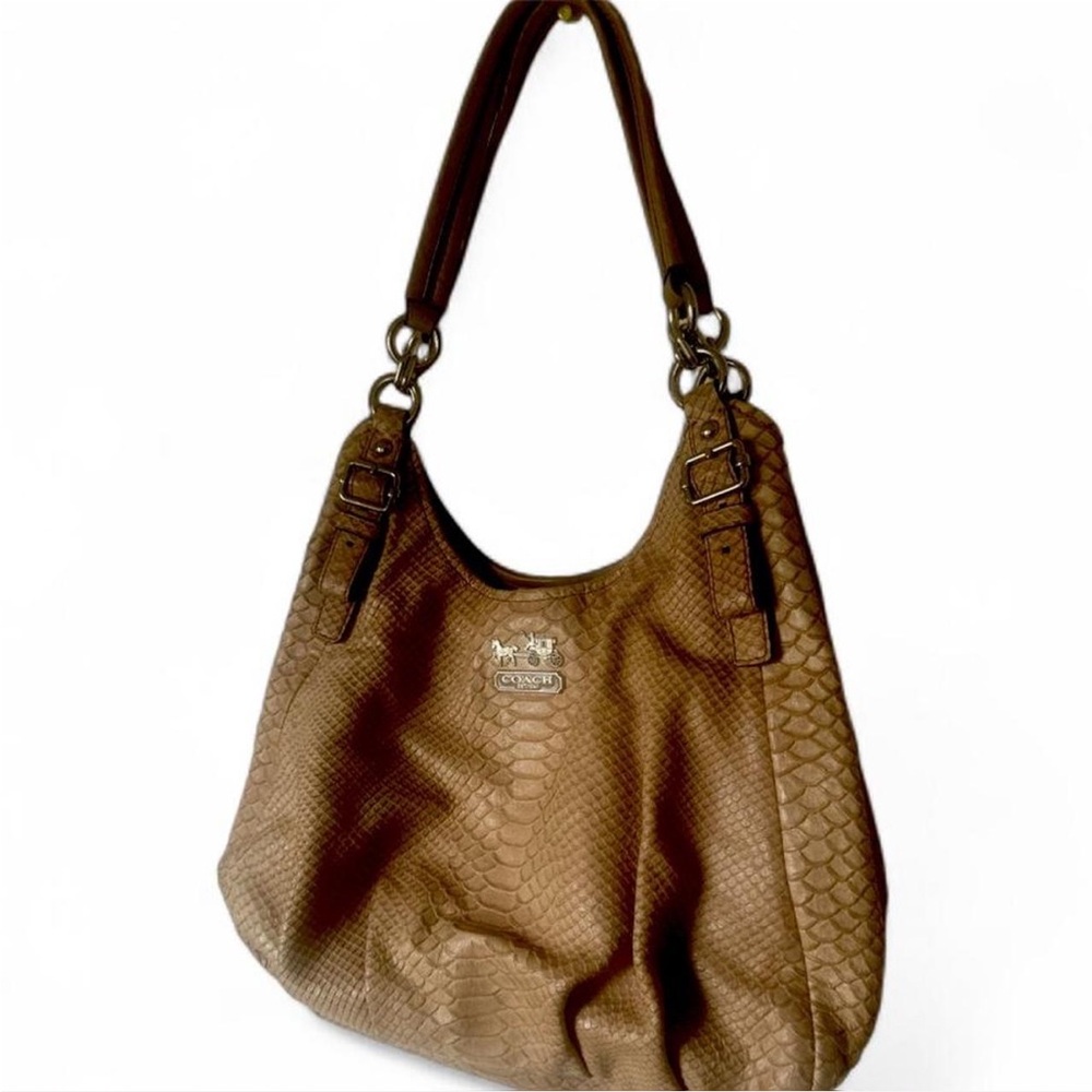 Coach Madison Python-Embossed Hobo Shoulder Bag- … - image 3
